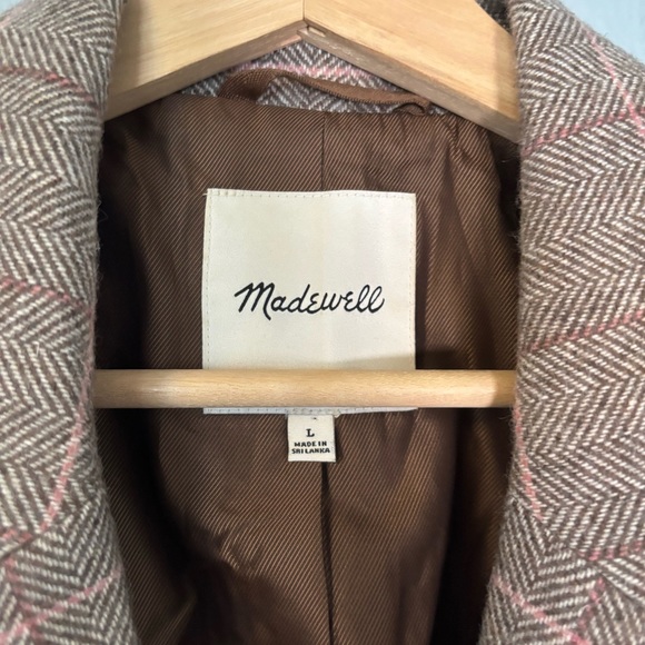 Madewell Womens Larsen Blazer in Plaid Herringbne Windw Weath Grove Brown - Picture 6 of 16